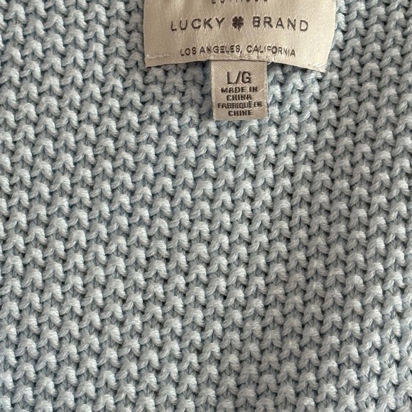 Light Blue, Baby Blue Lucky Brand Cotton-Blend Pullover V-Neck Sweater - Picture 4 of 8